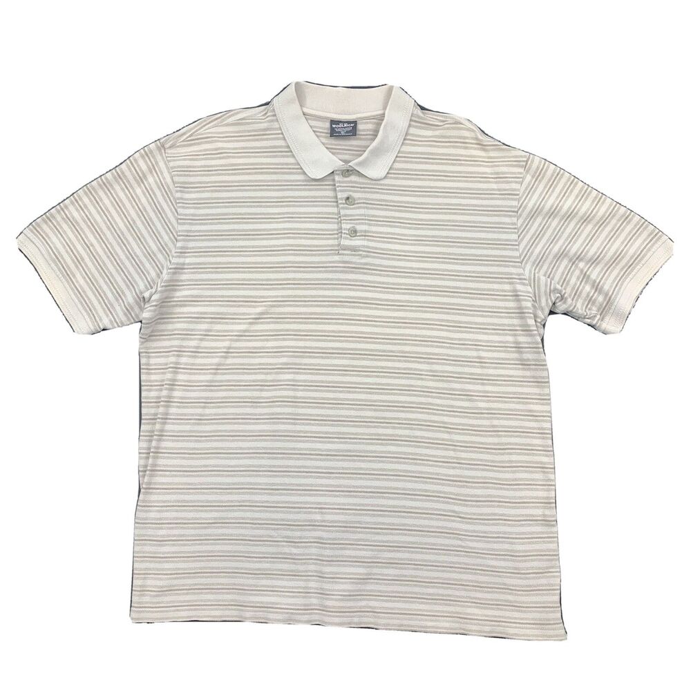 Woolrich Mens Tan Striped Cotton Short Sleeve Casual Polo Shirt Size XL